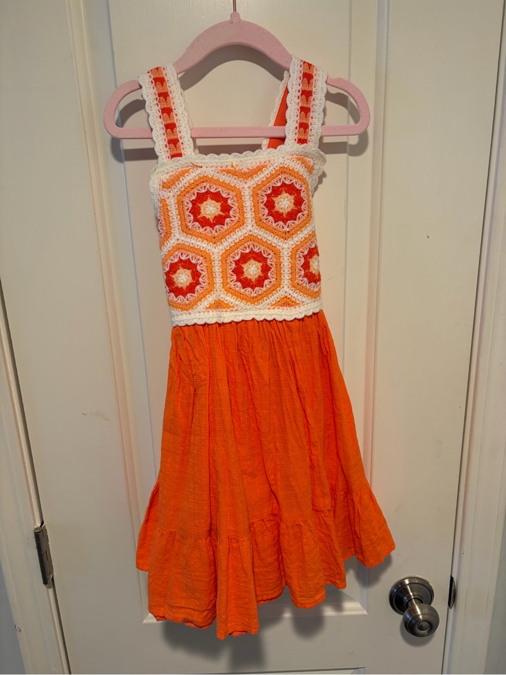 Haute Hippie Orange and White Crochet Bodice Sundress